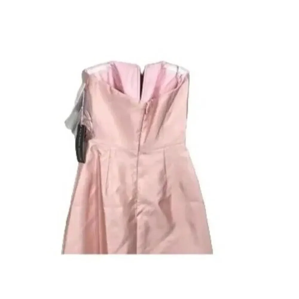 NWT Alfred Sung Strapless Notch Twill Satin Maxi Dress Pockets 6 Toasted Sugar - Picture 6 of 15